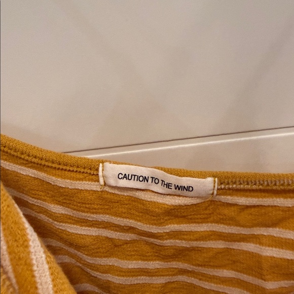 Caution To The Wind Mustard and Cream Striped Top size medium - Picture 5 of 8